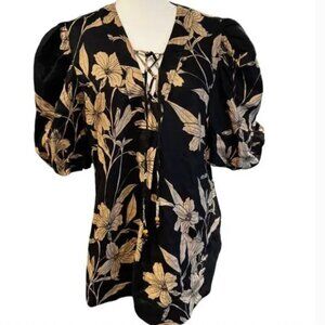 Polo by Ralph Lauren Dark BLACK Floral Blouse